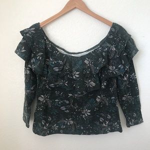 H&M Women's Long Sleeve Top Dark Green Forest XL NEW